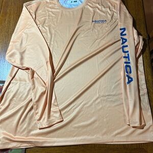 Nautica Angler Shirt in Peach with Blue Graphics